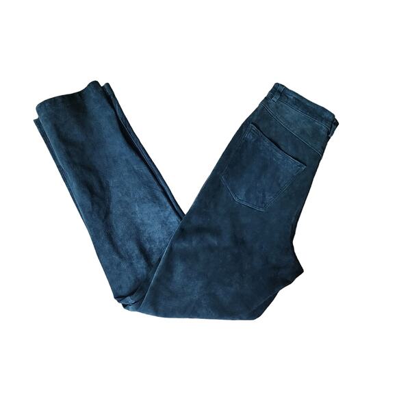 Vintage Brandon Thomas Black Suede 100% Leather Straight Leg High Rise Pants, 4 - Picture 3 of 11